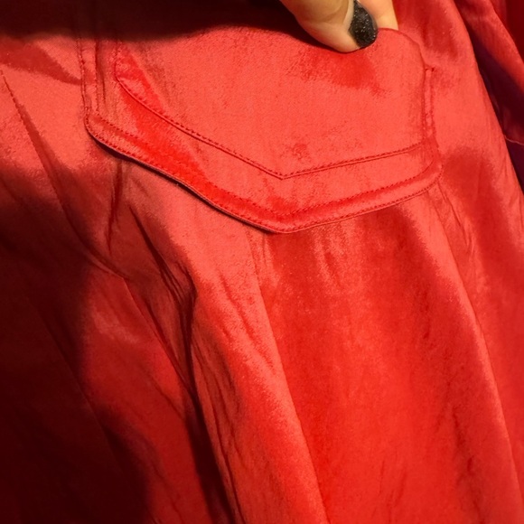 Samuel Dong Red Bubble Hem Trench Coat Size L - Picture 4 of 16